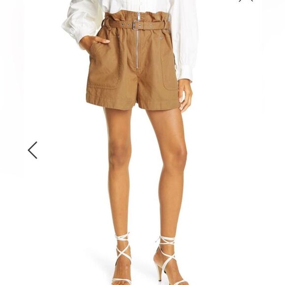 NWT 370.00 Revolve Isabel Marant Étoile Parana Shorts Size 38/6 Camel - Picture 1 of 4